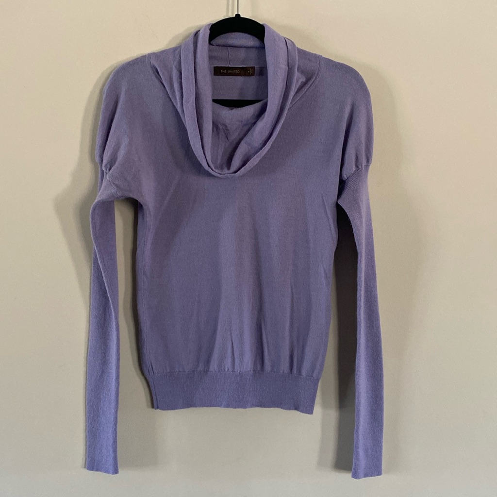 The Limited Lavender Cowl Neck, Sleeves Are Fitted Sweater